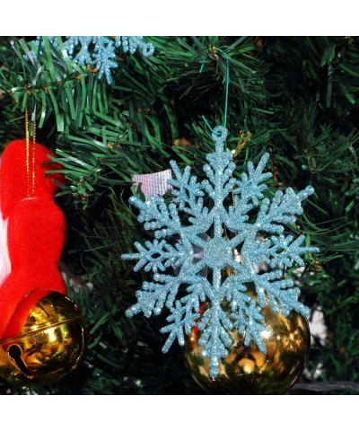 52 Pieces Christmas Glitter Snowflake Plastic Snowflake Ornaments Snowflake Hanging Decorations Christmas Tree Decorations fo...