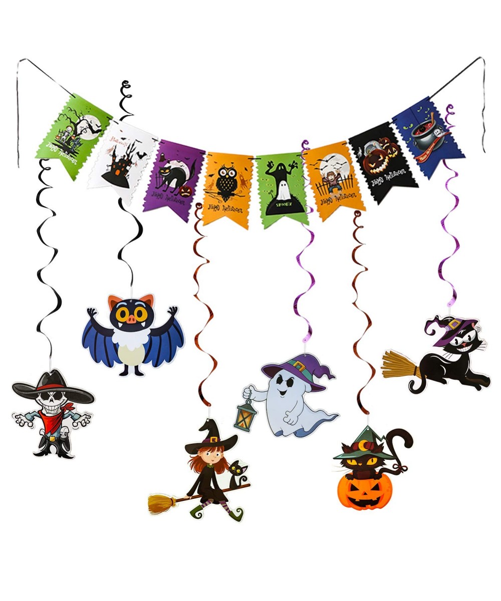 2020 Halloween Banner and 6PCS Hanging Swirl Decorations Kit for Halloween Party Bar Home Decor Supplies - Halloween hanging ...