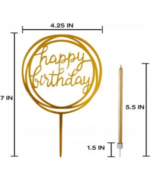 24 Count Tall Thin Metallic Gold Slow Burning Birthday Candles in Holders with Matching Elegant Classy Cake Topper for Specia...