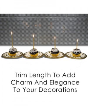 24 Count Tall Thin Metallic Gold Slow Burning Birthday Candles in Holders with Matching Elegant Classy Cake Topper for Specia...