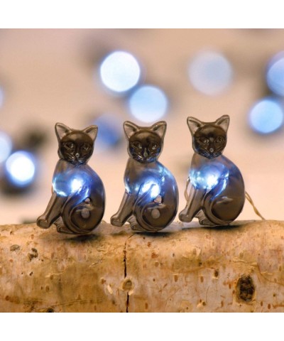 HalloweenParty Decoration String Lights- Black Cat Pet 10 ft Silver Wire 40 LEDs Battery Operated with Dimmer Remote & Timer ...