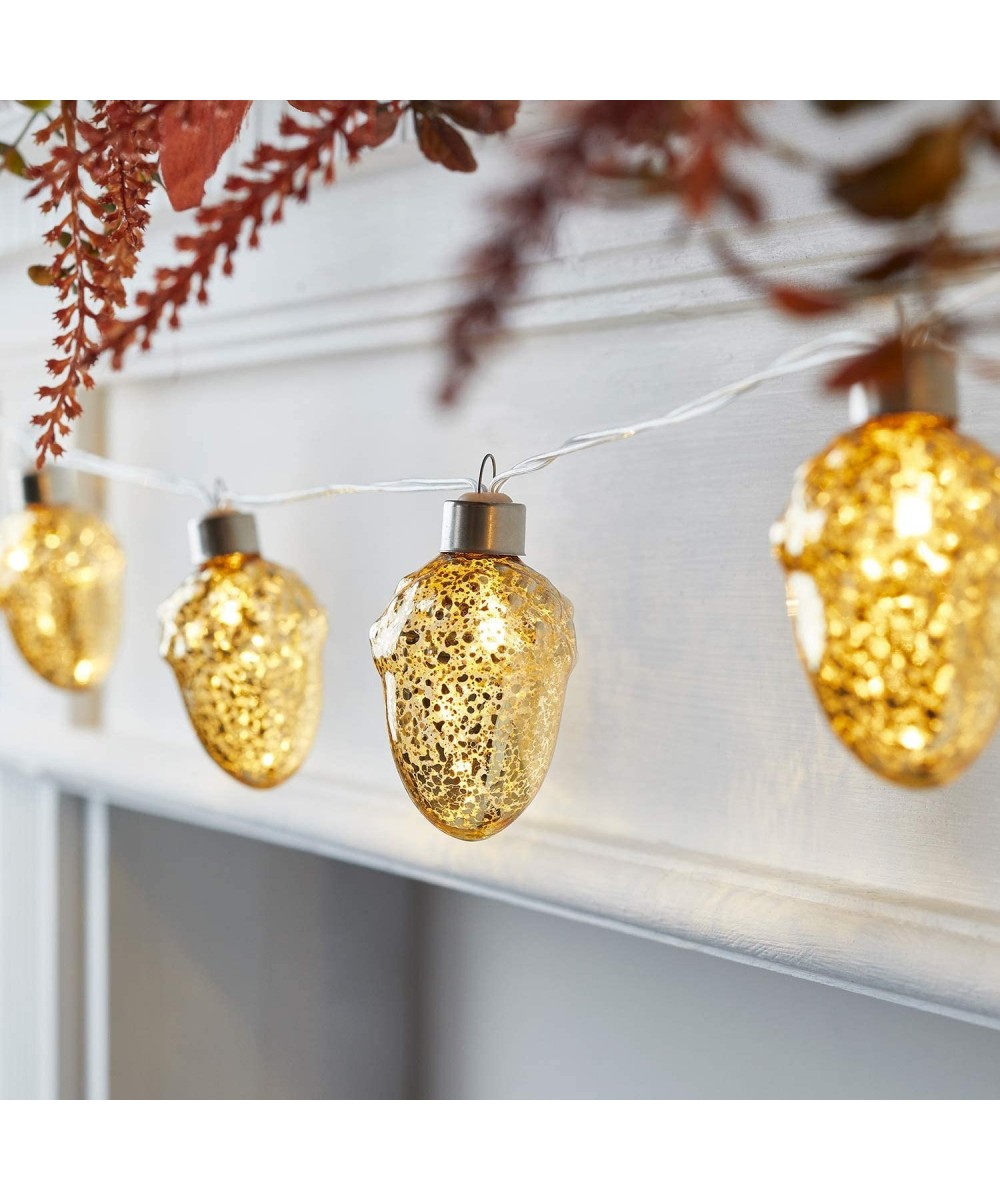 10 Mottled Glass Acorn Fall Thanksgiving Indoor Battery Operated LED String Lights - Acorn - CB19H2WN2RR $15.40 Indoor String...