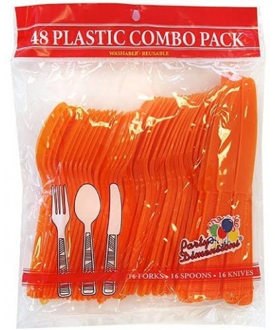 Party Dimensions- Orange 48 Count Plastic Cutlery Combo- 16 Servings - Orange - CG11MM56JE9 $7.18 Tableware