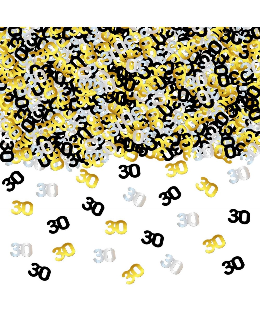 30th Birthday Confetti Decorations Supplies - 1.7 Oz - Gold Silver and Black Number 30 Confetti - Great for 30th Birthday Par...