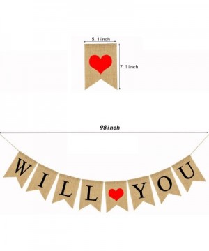 Will You Marry ME Burlap Banner Love Heart Pull Flower for Valentine's Day Wedding Party Decorations 5.1x7.1inch(Marry ME Ban...