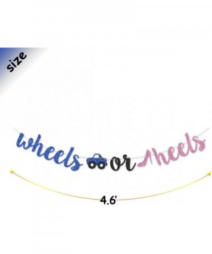 Wheels or Heels Gender Reveal Banner Glitter Pre-Strung for Boy or Girl Blue or Pink Baby Shower Gender Reveal Party Ideas - ...