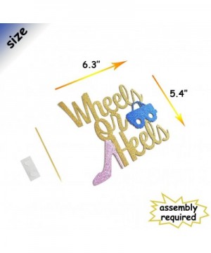 Wheels or Heels Gender Reveal Banner Glitter Pre-Strung for Boy or Girl Blue or Pink Baby Shower Gender Reveal Party Ideas - ...