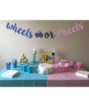 Wheels or Heels Gender Reveal Banner Glitter Pre-Strung for Boy or Girl Blue or Pink Baby Shower Gender Reveal Party Ideas - ...