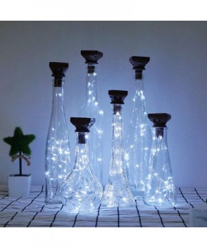 10 Pack Solar Wine Bottle Lights 20 LEDs Waterproof Fairy Cork String Silver Wire Craft Lights for Party- Wedding- Christmas-...