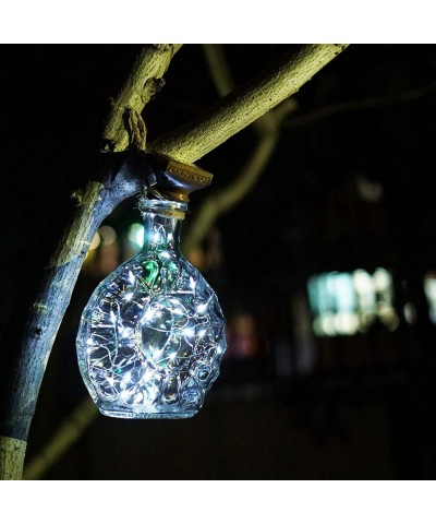 10 Pack Solar Wine Bottle Lights 20 LEDs Waterproof Fairy Cork String Silver Wire Craft Lights for Party- Wedding- Christmas-...