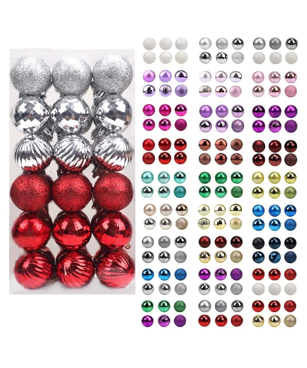 Christmas Balls Ornaments for Xmas Tree- 36ct Plastic Shatterproof Baubles Colored and Glitter Christmas Party Decoration 1.6...