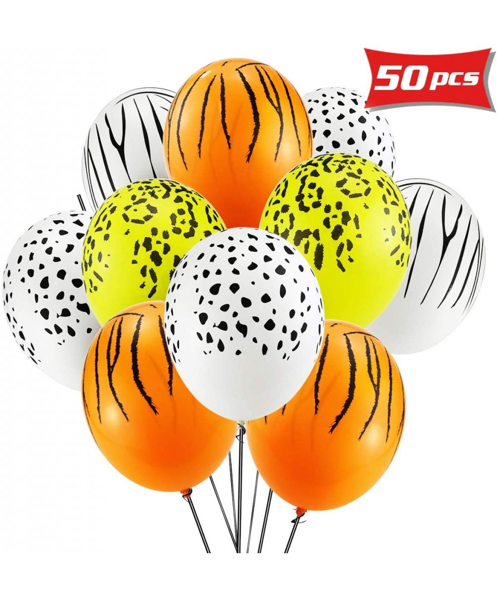 50 Pcs 12in Safari Assortment Biodegradable Latex Balloons- Leopard Print Tiger Stripe Speckle Latex Balloons- Animal World B...