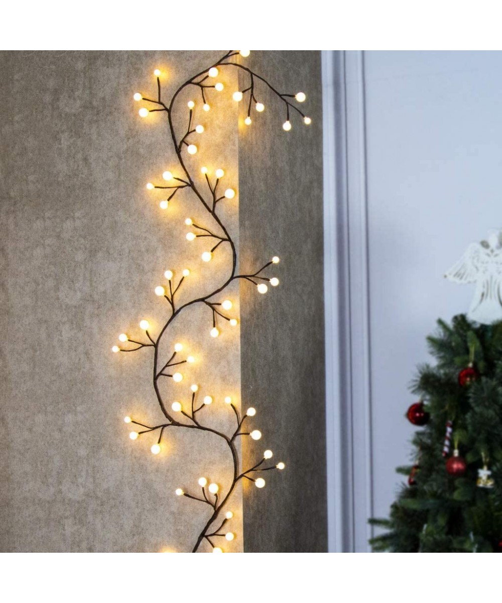Brown Twig Garland 8.8Ft 84 Led Frosted Ball Lights Indoor Outdoor Plug in for Christmas Patio Garden Wedding Party Bedroom -...
