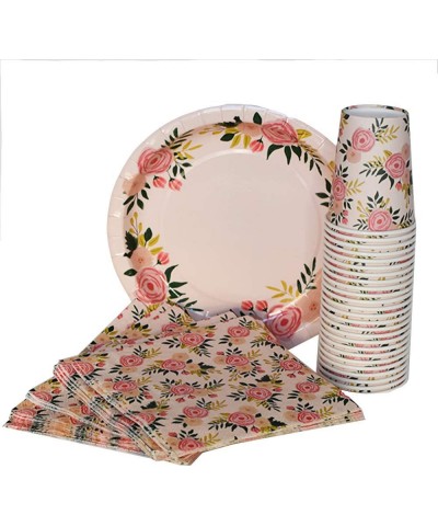 Pink Floral Party Pack - Plates Napkins Cups Serves 25 - Perfect for Birthdays- Bridal Showers- Weddings- Tea Parties - Prett...
