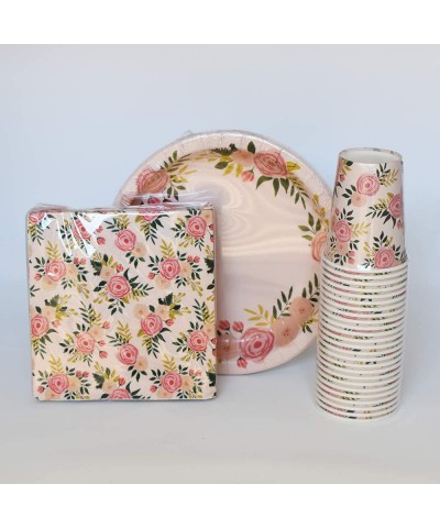 Pink Floral Party Pack - Plates Napkins Cups Serves 25 - Perfect for Birthdays- Bridal Showers- Weddings- Tea Parties - Prett...