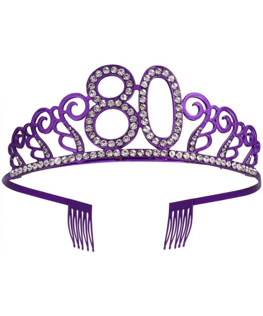 80th Birthday Tiara Gift Number Crown Happy Birthday Party Headwear 80th Birthday Party Supplies - Purple - CK197XC0N6U $7.82...