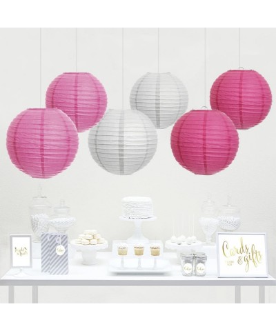 Hanging Paper Lantern Party Decor Trio Kit with Gold Party Sign- Pink- Fuchsia- White- 6-Pack- for Valentine's Day Sweet 16 G...