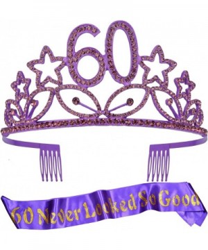 60th Birthday Gifts for Woman- 60th Birthday Tiara and Sash purple- HAPPY 60th Birthday Party Supplies- 60 & Fabulous Glitter...