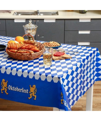 3 Pcs 137 x 274 cm Plastic Oktoberfest Bavarian Flag Check Table Cover Tablecloth for Oktoberfest Party Decorations Supplies ...