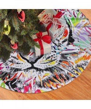 Christmas Tree Skirt Colorful Tokyo Tiger Face Snowman Xmas Tree Skirt Holiday Festive Decorations Ornaments Party Supplies 3...