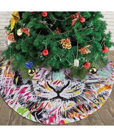 Christmas Tree Skirt Colorful Tokyo Tiger Face Snowman Xmas Tree Skirt Holiday Festive Decorations Ornaments Party Supplies 3...