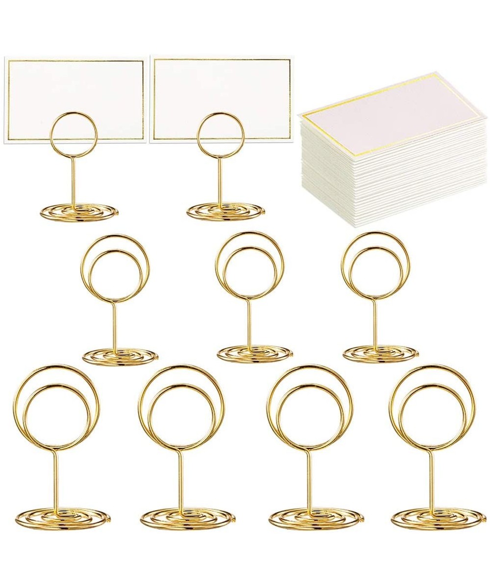 24 Pcs Premium Gold Table Number Holders and 24 Pcs Place Cards with Gold Foil Border- Place Card Holder- Table Sign Stand- P...