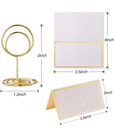 24 Pcs Premium Gold Table Number Holders and 24 Pcs Place Cards with Gold Foil Border- Place Card Holder- Table Sign Stand- P...