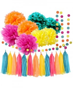 Moana Color Party Supplies Moana Theme Birthday Decorations/ Teal Orange Yellow Fuchsia Tissue Paper Pom Pom Tassel Garland S...