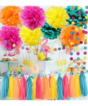 Moana Color Party Supplies Moana Theme Birthday Decorations/ Teal Orange Yellow Fuchsia Tissue Paper Pom Pom Tassel Garland S...