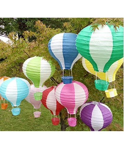 12 Inch Hanging Wedding Rainbow Hot Air Balloon Paper Lantern Party Decorations- Pack of 5 Pieces (White + Apple Green) - Whi...