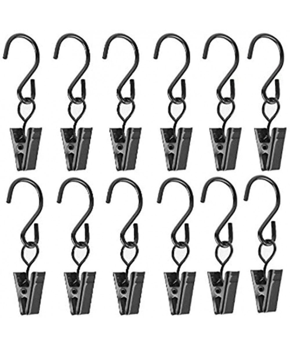 36 Pack Party Lights Photo Hangers Gutter Clips Clamp Hooks-Multifunction Metal Gutter Hangers Lamp Shower Curtain Rings for ...