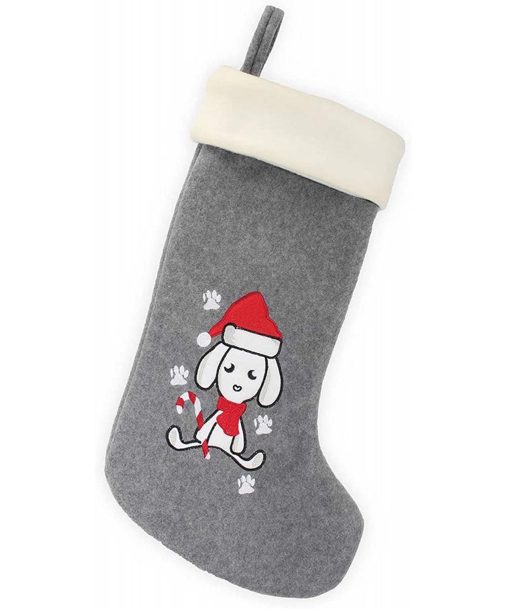 1 Pc Set 18" Classic Hand Embroidered Sequined Cute Animal Christmas Stocking- 14 Dog - 14 Dog - CU18G7SRWO7 $11.52 Stockings...