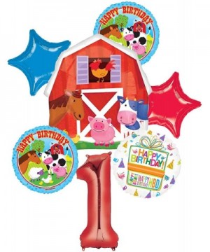 Farm Animal 1st Birthday Party Supplies and Barn Balloon Bouquet Decorations - CU189IIMI76 $18.51 Balloons