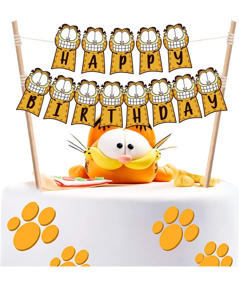Garfield Happy Birthday Cake Bunting Toppers Garfield Theme Birthday Party Baby Shower Decoration Supplies- Pre-String Togeth...