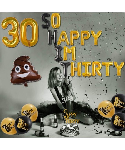 So Happy I'm Thirty Party Decoration Kit- Hello 30th Cake Topper and Foil Balloons- Dirty 30/Cheers to 30 Years/30 & Fabulous...