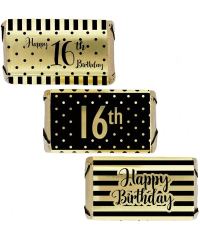 Black and Gold 16th Birthday Mini Candy Bar Wrappers - Shiny Foil - 45 Stickers - CU18K3OXKEC $5.72 Favors