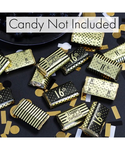 Black and Gold 16th Birthday Mini Candy Bar Wrappers - Shiny Foil - 45 Stickers - CU18K3OXKEC $5.72 Favors