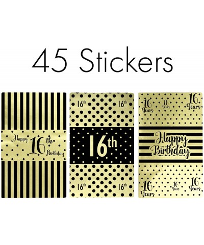 Black and Gold 16th Birthday Mini Candy Bar Wrappers - Shiny Foil - 45 Stickers - CU18K3OXKEC $5.72 Favors