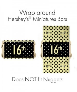 Black and Gold 16th Birthday Mini Candy Bar Wrappers - Shiny Foil - 45 Stickers - CU18K3OXKEC $5.72 Favors