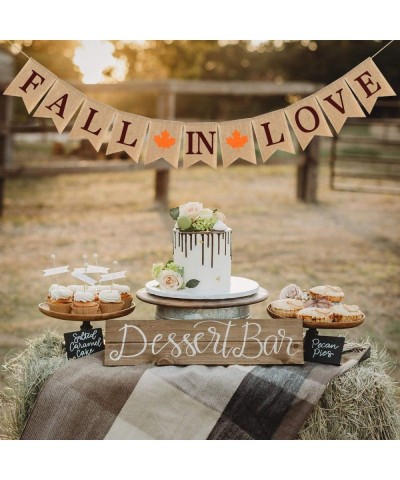 Jute Burlap Fall in Love Banner with Maple leaf- Rustic Fall Autumn Banner Garland for Anniversary Birthday Wedding Engagemen...