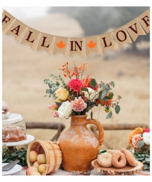 Jute Burlap Fall in Love Banner with Maple leaf- Rustic Fall Autumn Banner Garland for Anniversary Birthday Wedding Engagemen...