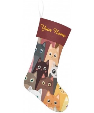 Christmas Stocking Custom Personalized Name Text Cartoon Cat for Family Xmas Party Decoration Gift 17.52 x 7.87 Inch - Multi9...