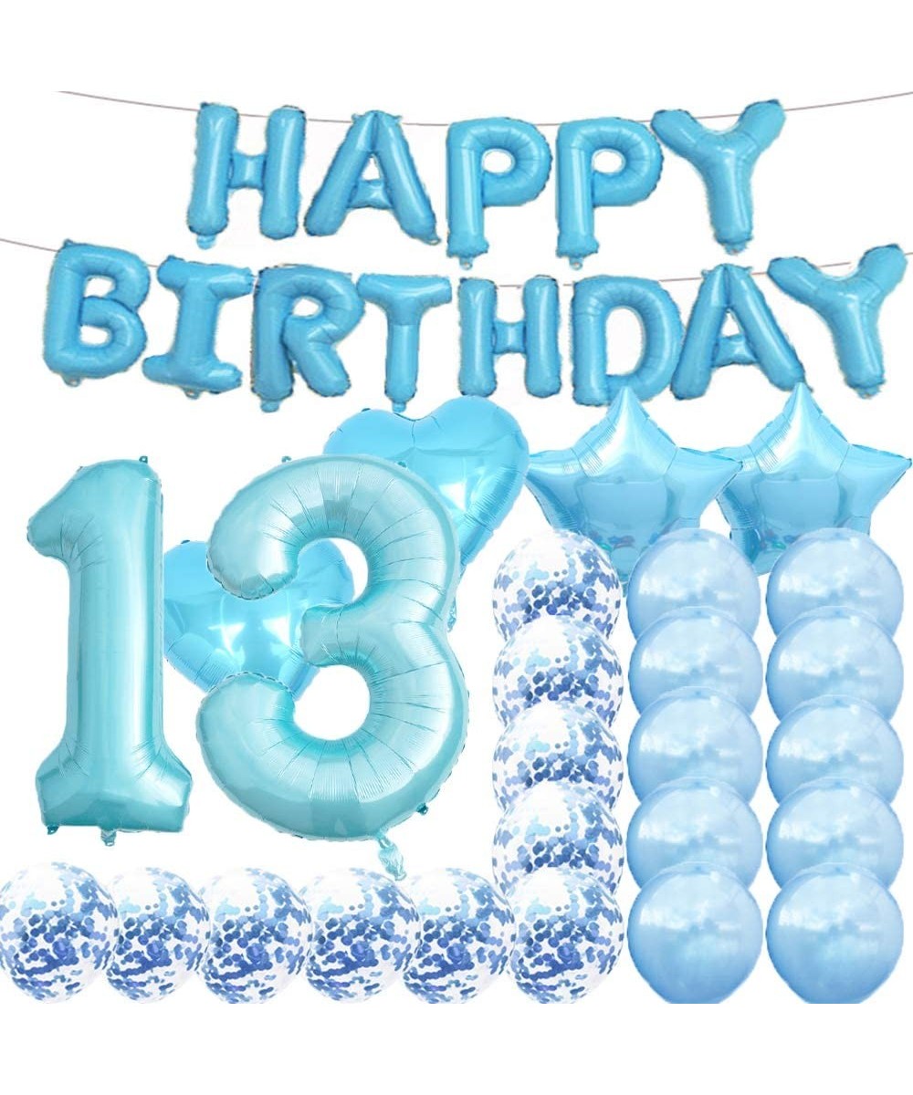 Sweet 13th Birthday Decorations Party Supplies-Blue Number 13 Balloons-13th Foil Mylar Balloons Latex Balloon Decoration-Grea...