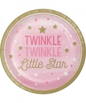 Twinkle Twinkle Little Star Pink Party Bundle 9" Plates (24) - CB189H8QU32 $8.83 Party Tableware