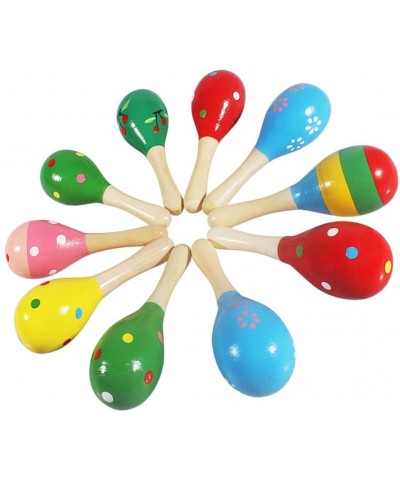 12 Pieces Mini Wooden Maracas Fiesta Maracas Handmade Colorful Wood Maracas Rattle Shakers for Party Party Favors Classroom M...