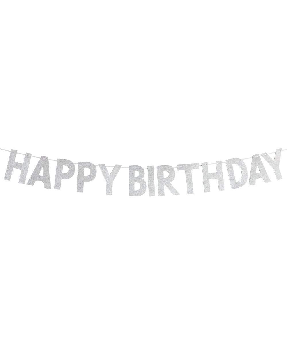 Silver Glitter Happy Birthday Banner- Happy 1st 3rd 10th 16th 30th 40th 50th 60th 90th Birthday Party Decorations Supplies - ...