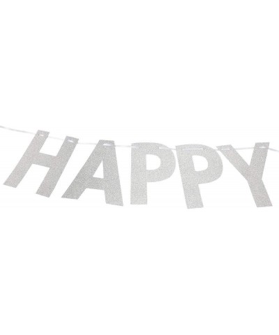 Silver Glitter Happy Birthday Banner- Happy 1st 3rd 10th 16th 30th 40th 50th 60th 90th Birthday Party Decorations Supplies - ...