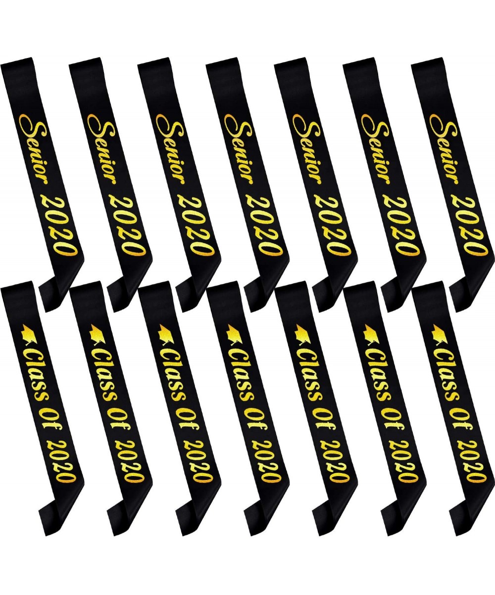 14 Pieces Graduation Sash Black Class of 2020 Graduation Sash Senior 2020 Sash Gold Glitter Letter Graduate Satin Sash for Gr...