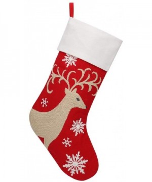 21" Crewel Stitch Embroidery Christmas Stocking with Reindeer Pattern - Reindeer - CW18Y4M379H $10.58 Stockings & Holders