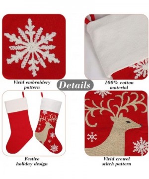 21" Crewel Stitch Embroidery Christmas Stocking with Reindeer Pattern - Reindeer - CW18Y4M379H $10.58 Stockings & Holders